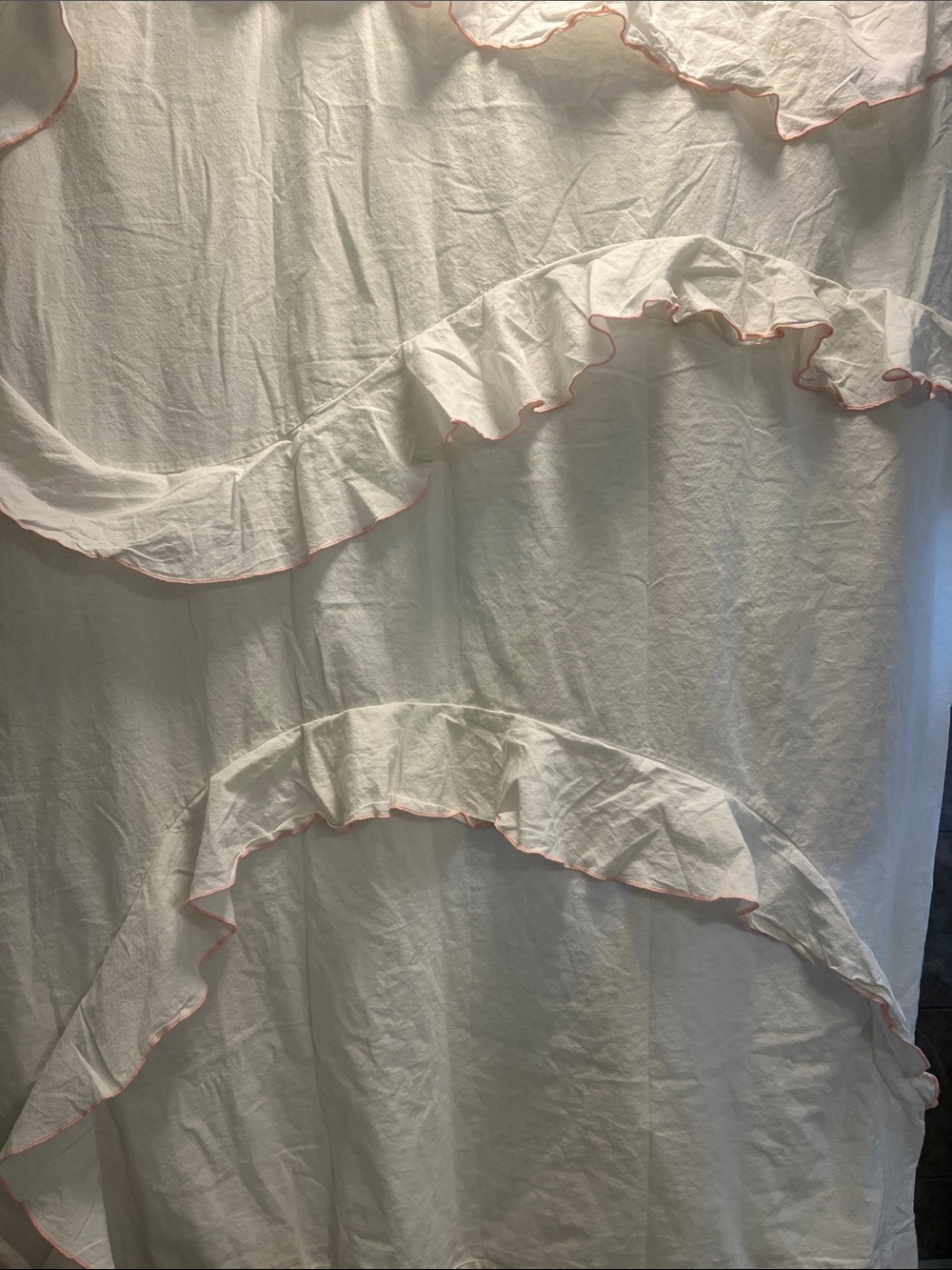 Urban Outfitters Pink and White Sculptured Shower Curtain
